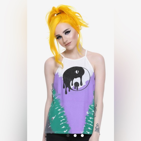 NWT Tie-Dye Yin-Yang High Neck Girls Tank Top - Picture 1 of 9
